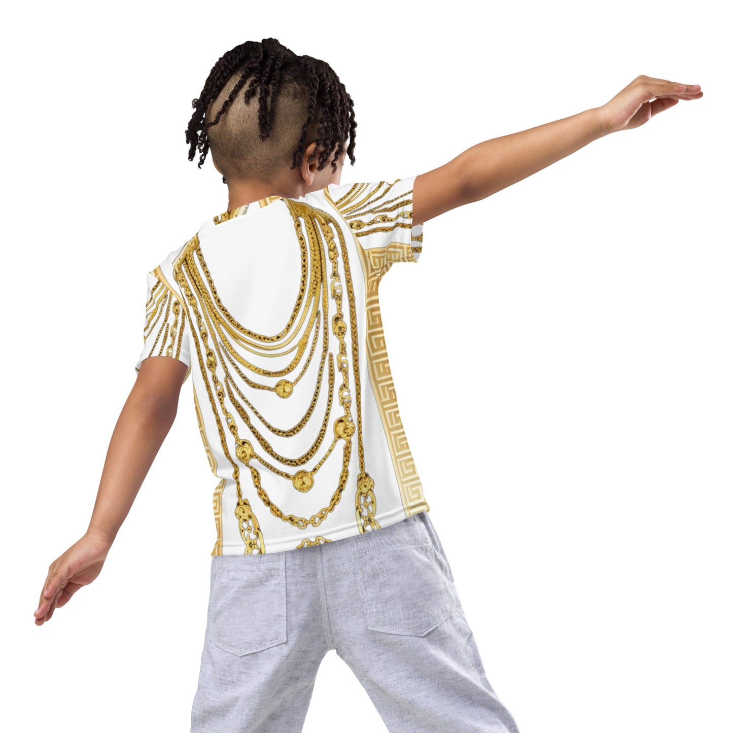 Front Gold Chains Greece Kids crew neck t-shirt T-shirt, kids #MzKittyz #NikkiDKatArt