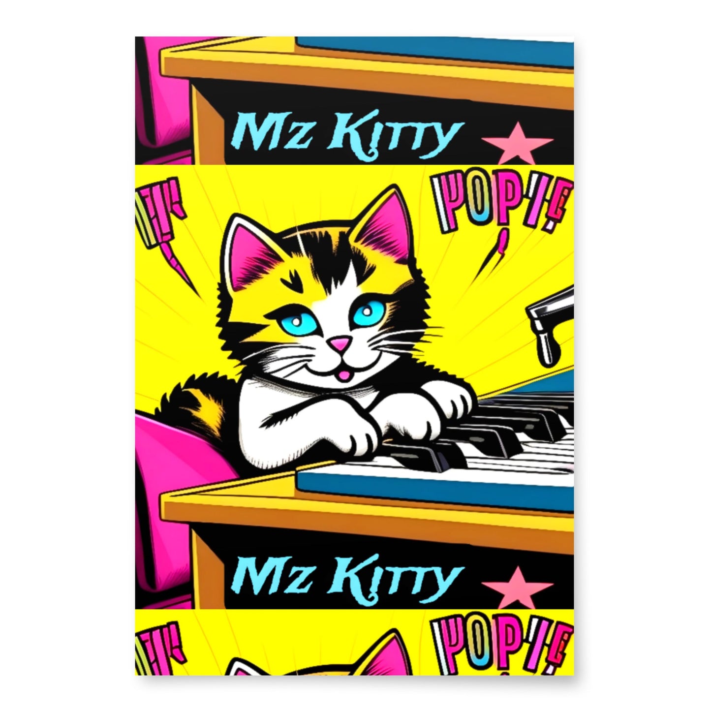 Front Kittyz Rock Band Gift Wrapping paper sheets #MzKittyz #NikkiDKatArt