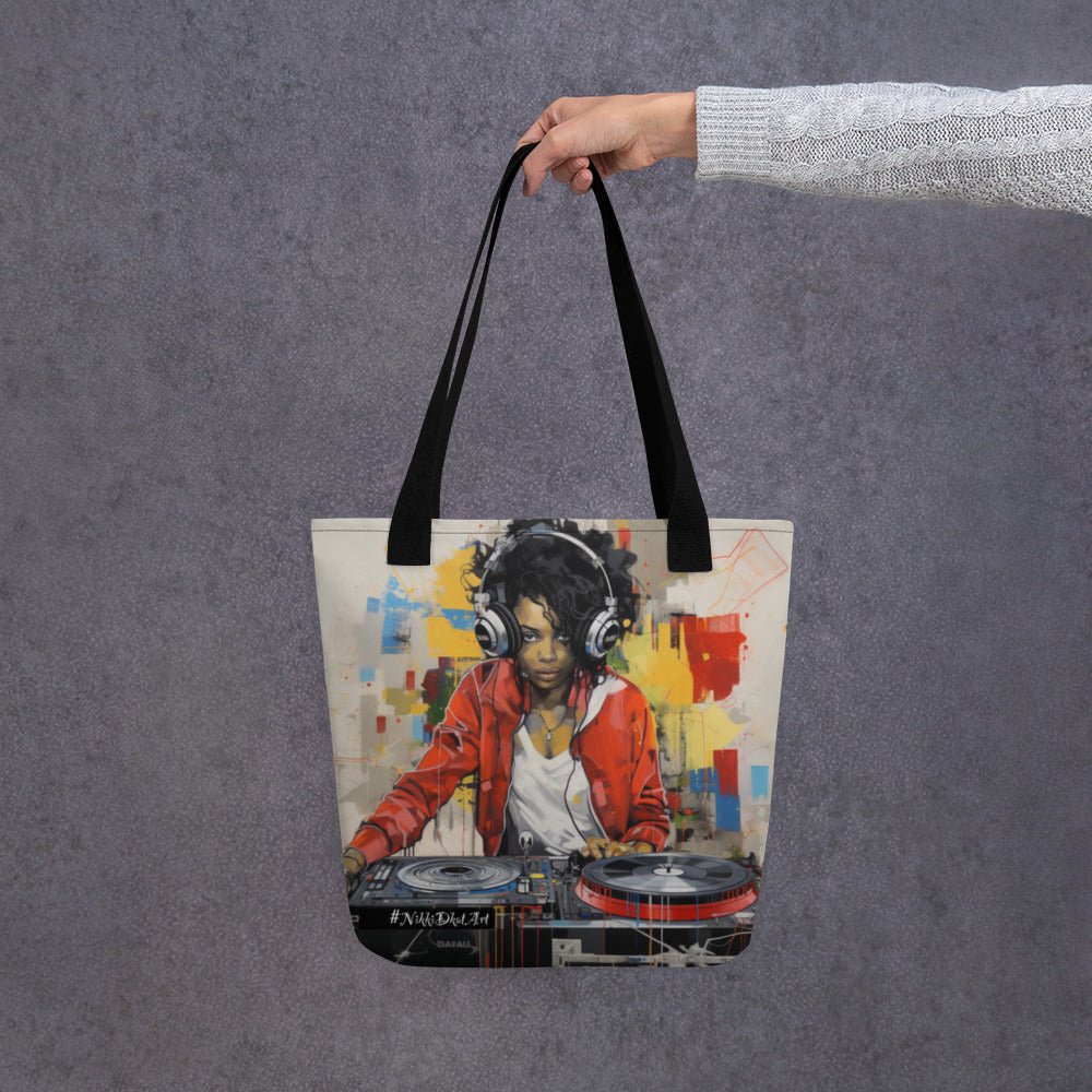 Front Basquiat Sistah Dj NY Tote Bag Tote #MzKittyz #NikkiDKatArt