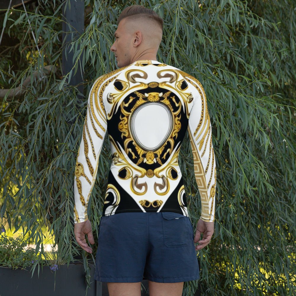 Front Gold Chains Greece Signature Men's Rash Guard Shirt Moisture Wicking Shirt #MzKittyz #NikkiDKatArt