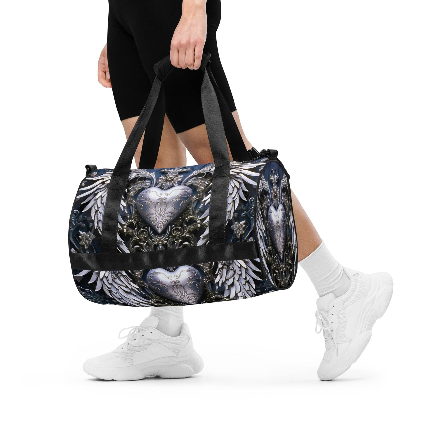 Front Chrome Heart Angel gym bag Gym Bag #MzKittyz #NikkiDKatArt