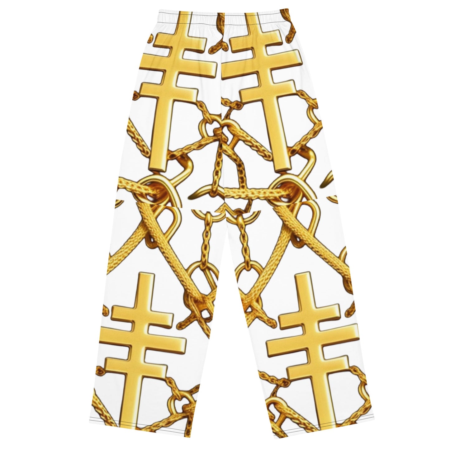 Front Gospel Link Chain unisex wide-leg pants Wide Legged Pant #MzKittyz #NikkiDKatArt