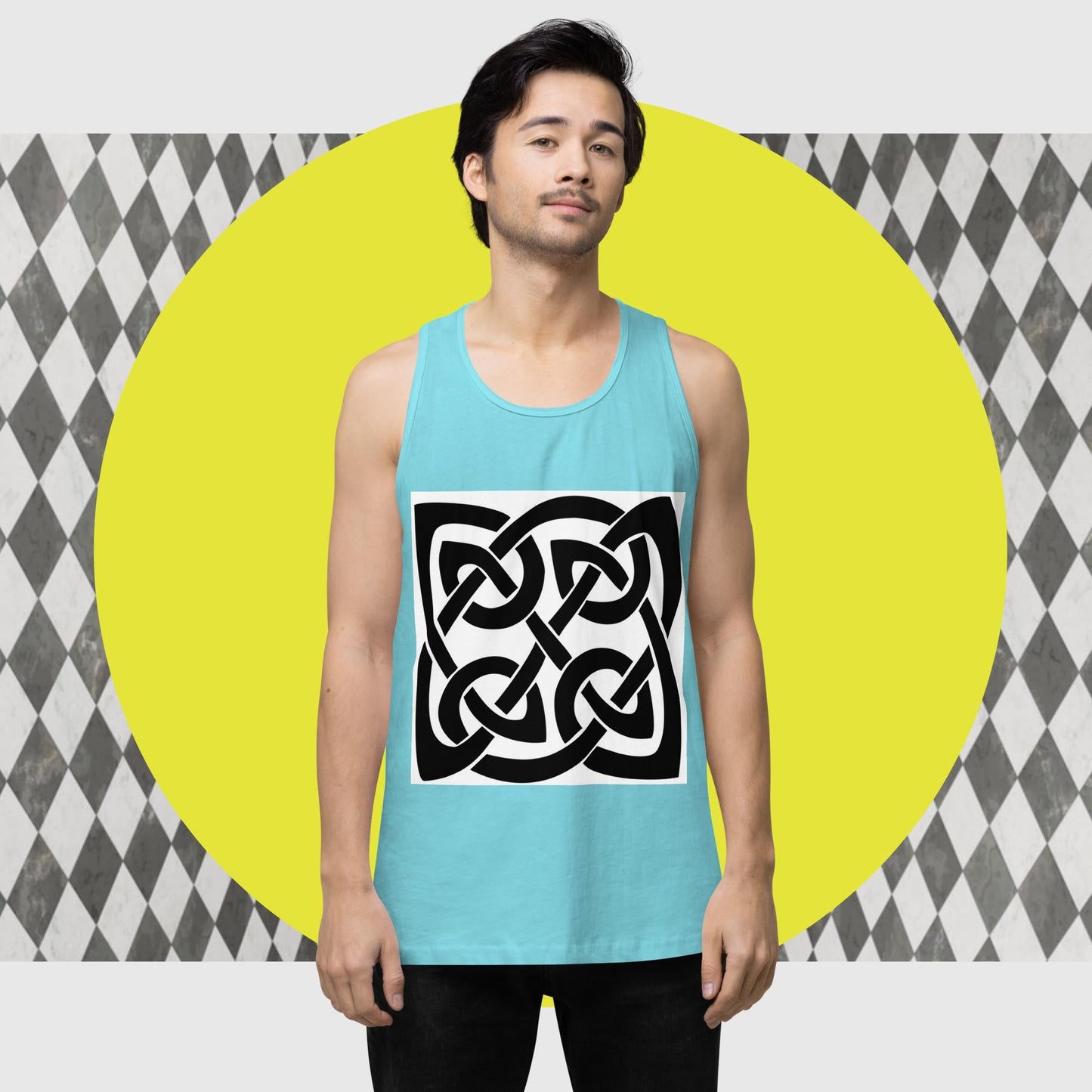 Front Celtic Knot, Men’s premium tank top Tank #MzKittyz #NikkiDKatArt