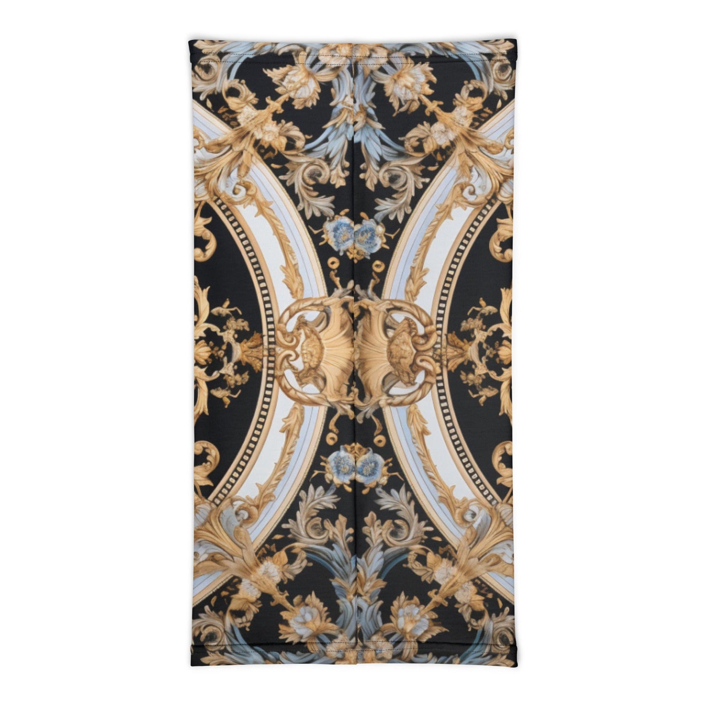 Front Gold & Black Signature Scarf Mask, Neck Gaiter Mask #MzKittyz #NikkiDKatArt