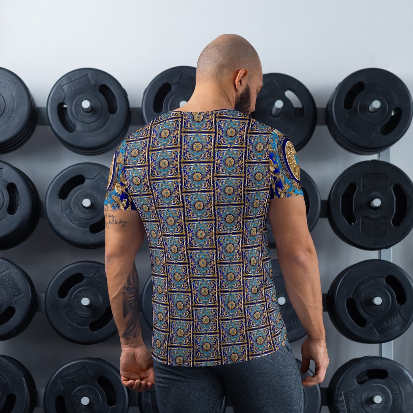 Front Signature Scarf Bleu Men's Athletic T-shirt #MzKittyz #NikkiDKatArt