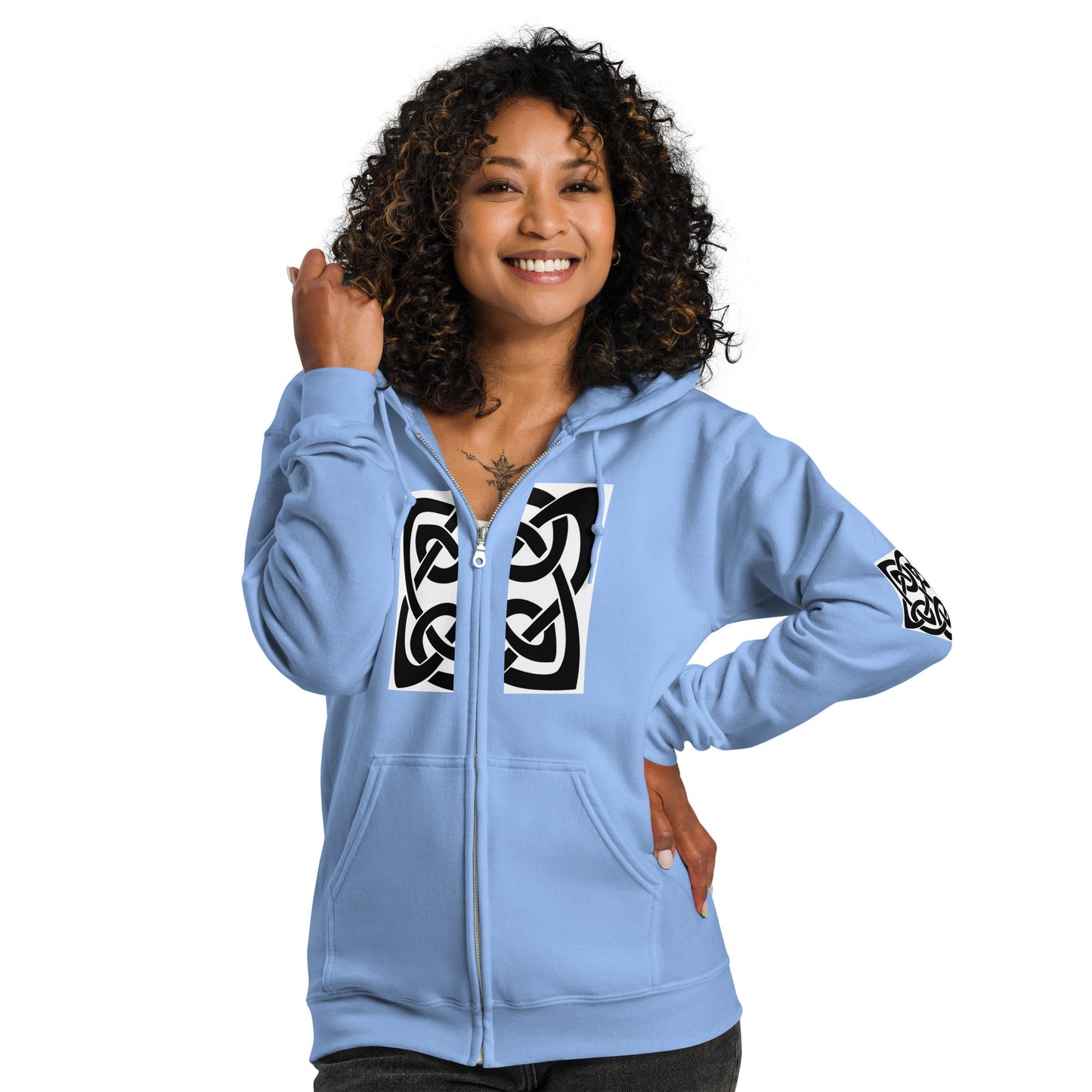 Front Celtic Knot Unisex heavy blend zip Hoodie Jacket Hoodie #MzKittyz #NikkiDKatArt