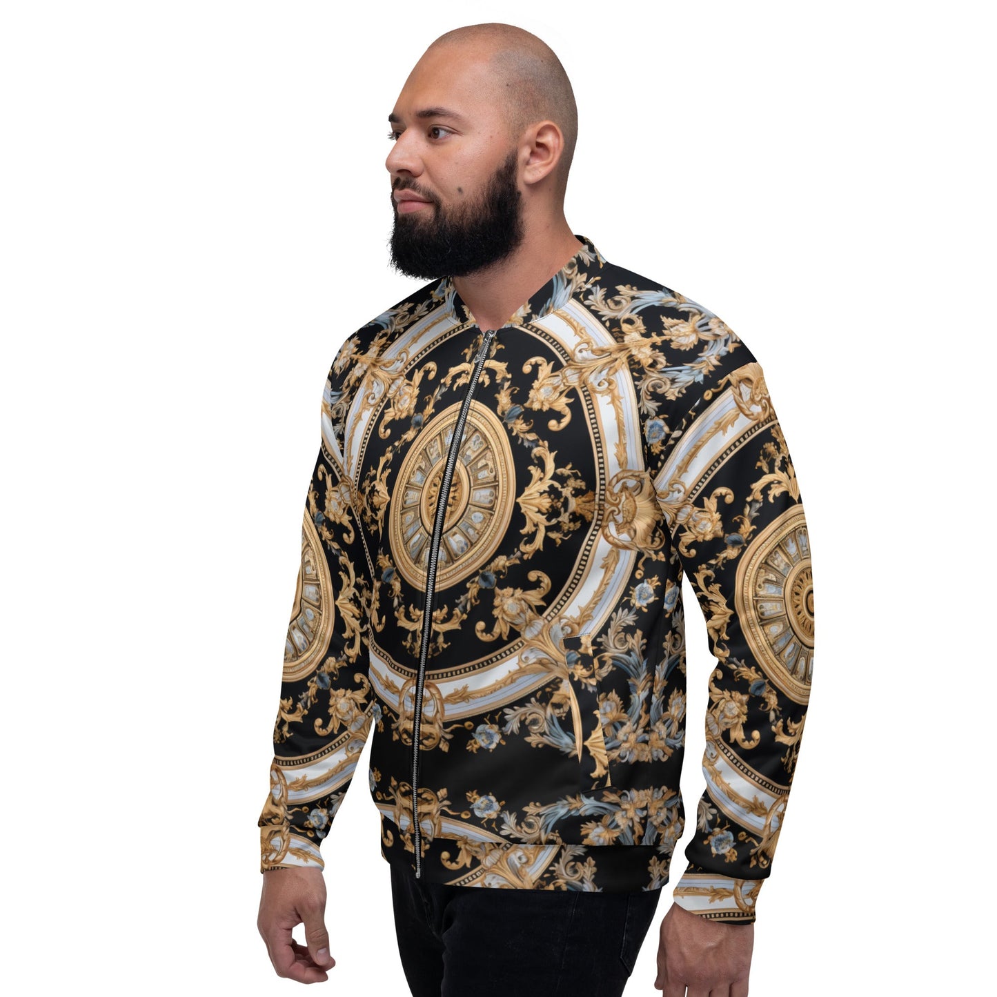Front Signature Scarf Design Unisex Bomber Jacket #MzKittyz #NikkiDKatArt