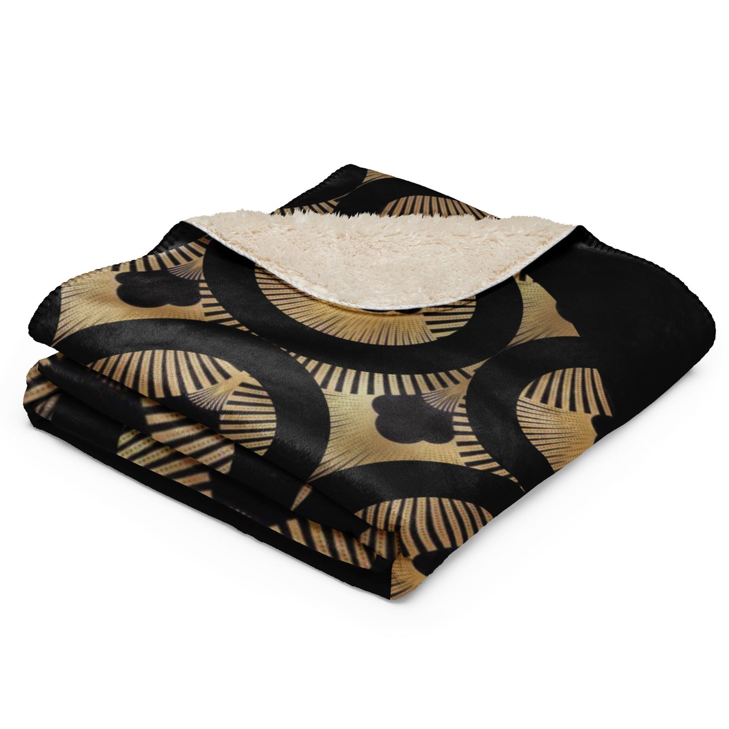 Front Art Deco, Black & Gold, Sherpa blanket in 3 sizes Throw #MzKittyz #NikkiDKatArt