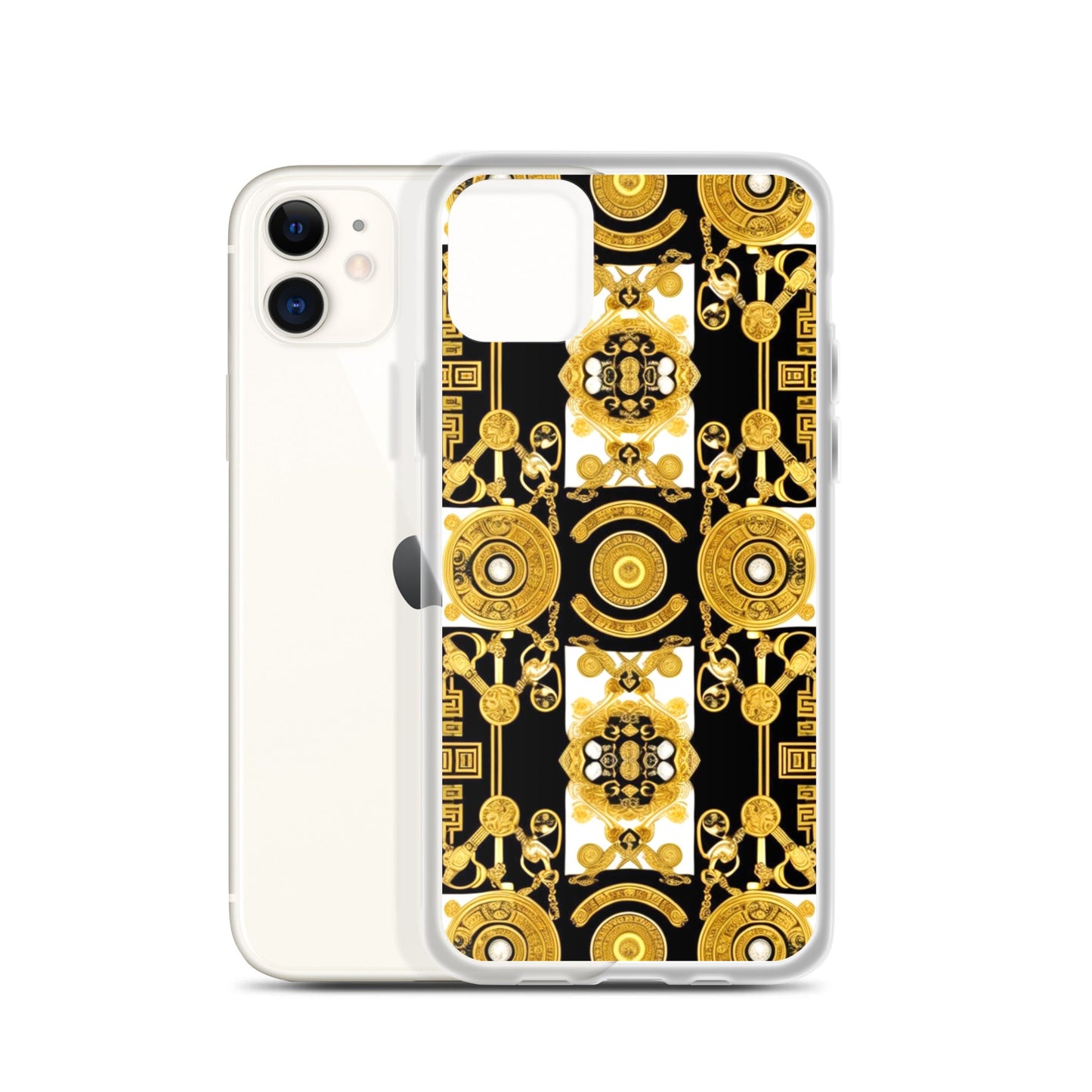 Front Baroque Gold & Black Coins Signature Clear Case for iPhone® iPhone, Clear Case #MzKittyz #NikkiDKatArt