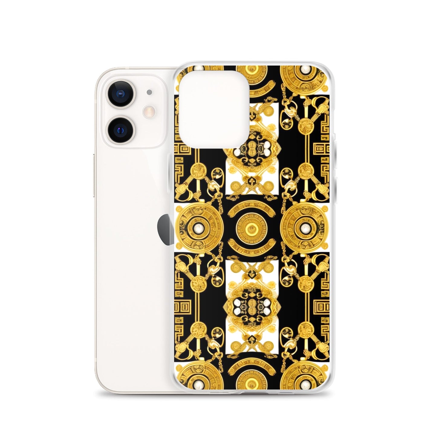 Front Baroque Gold & Black Coins Signature Clear Case for iPhone® iPhone, Clear Case #MzKittyz #NikkiDKatArt