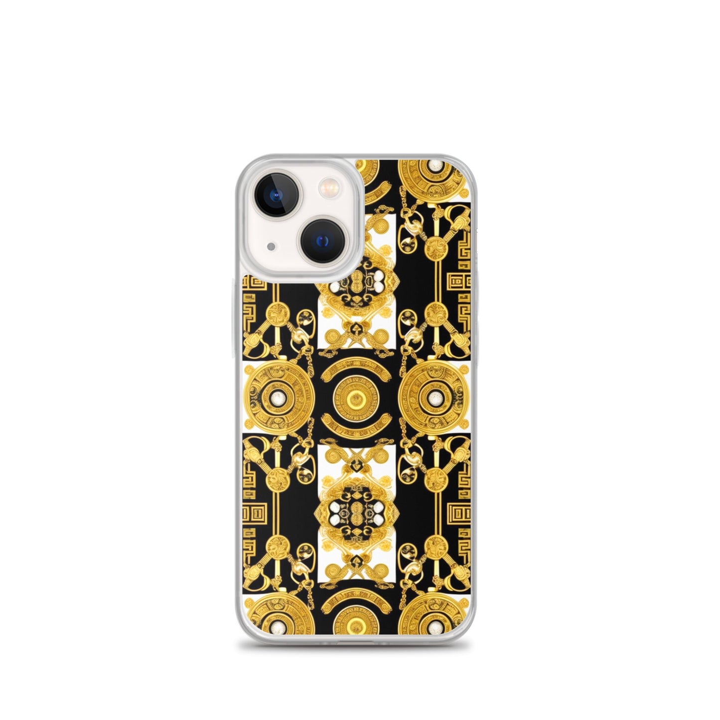 Front Baroque Gold & Black Coins Signature Clear Case for iPhone® iPhone, Clear Case #MzKittyz #NikkiDKatArt