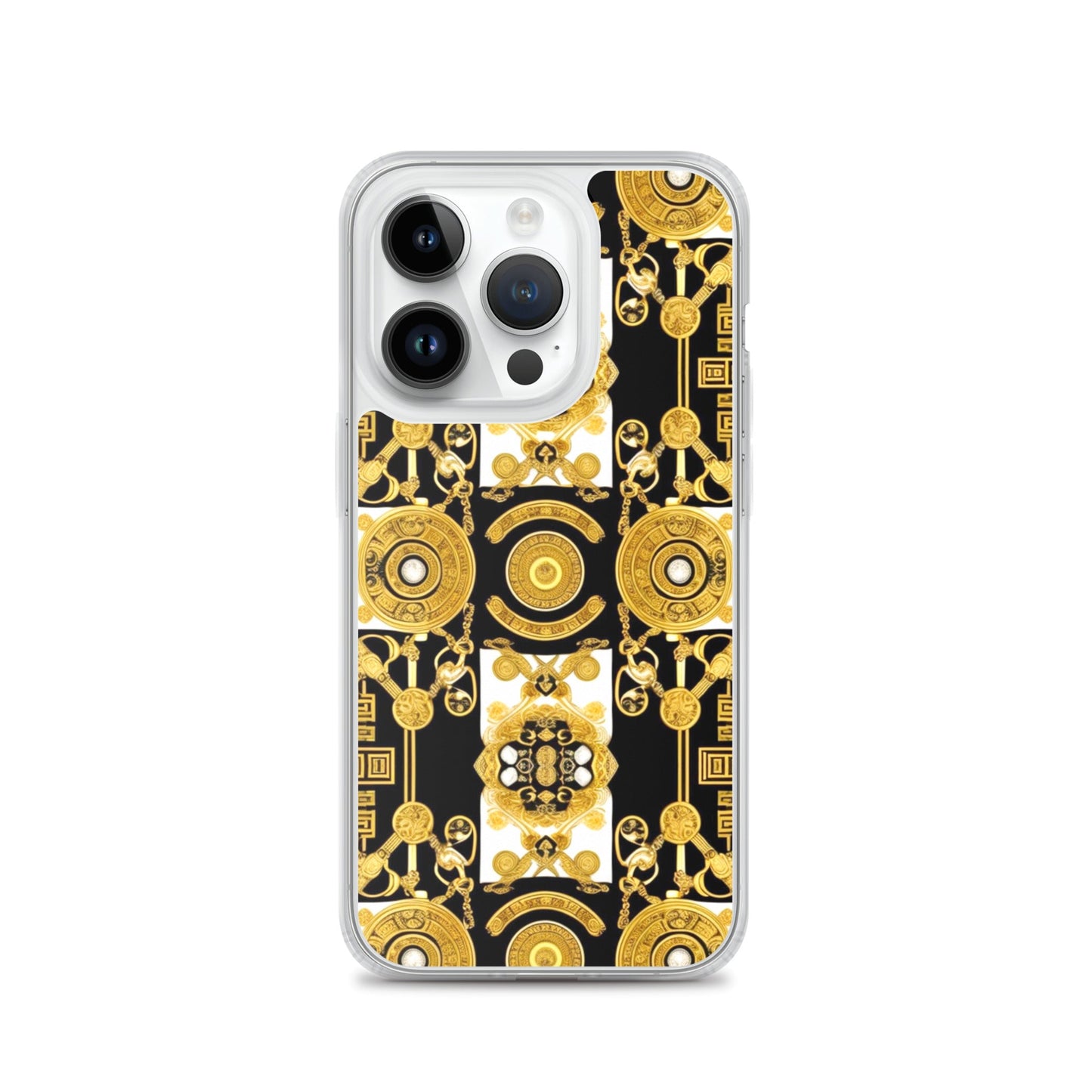 Front Baroque Gold & Black Coins Signature Clear Case for iPhone® iPhone, Clear Case #MzKittyz #NikkiDKatArt