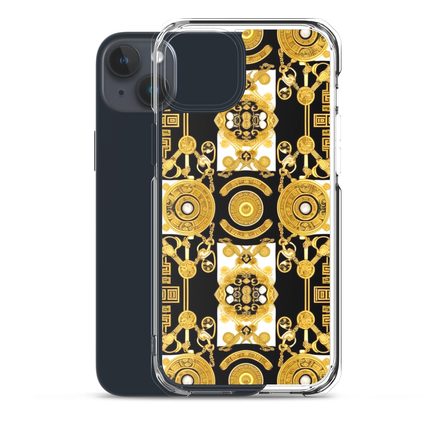 Front Baroque Gold & Black Coins Signature Clear Case for iPhone® iPhone, Clear Case #MzKittyz #NikkiDKatArt