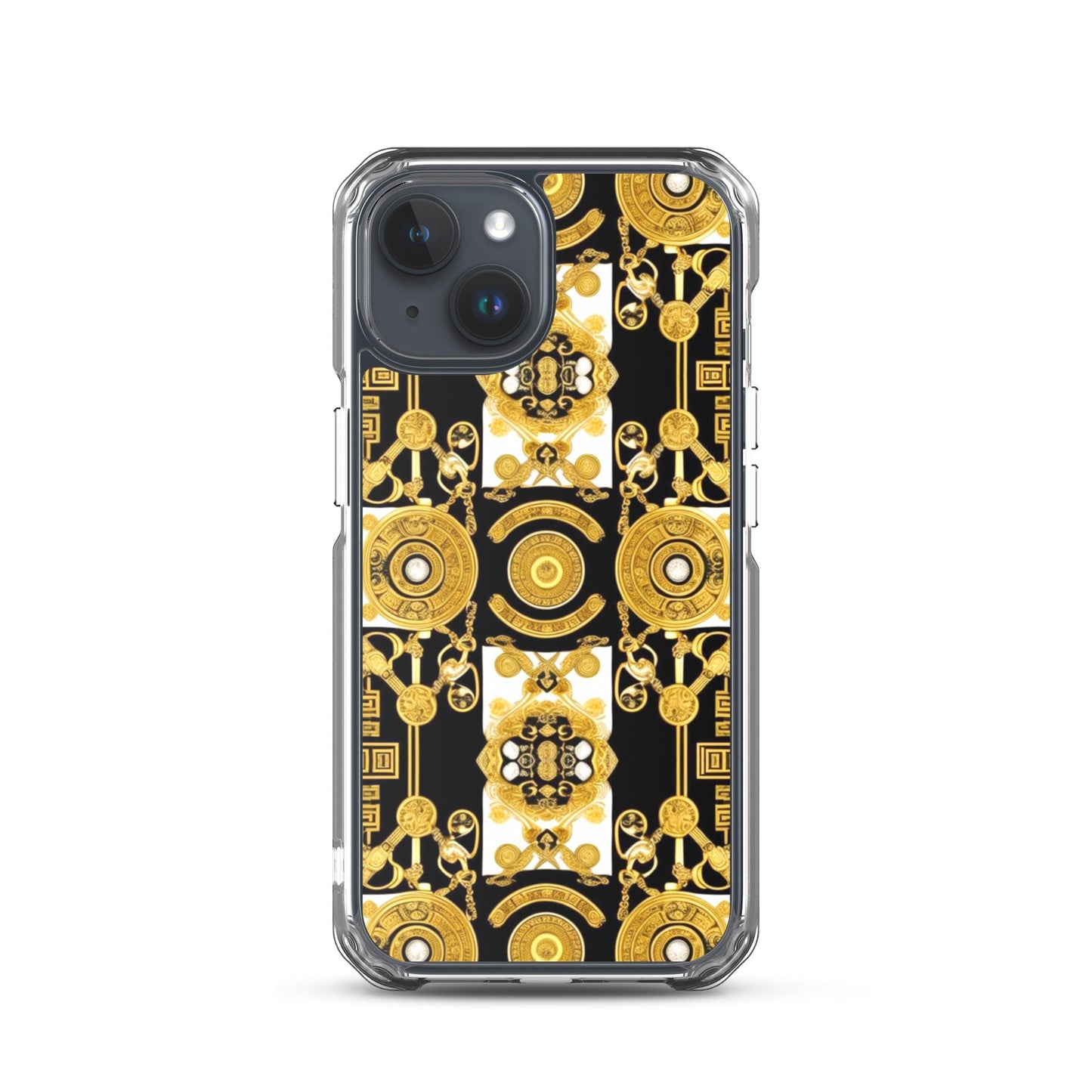 Front Baroque Gold & Black Coins Signature Clear Case for iPhone® iPhone, Clear Case #MzKittyz #NikkiDKatArt