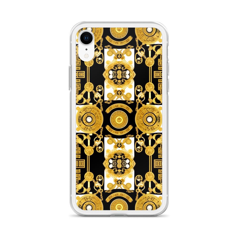 Front Baroque Gold & Black Coins Signature Clear Case for iPhone® iPhone, Clear Case #MzKittyz #NikkiDKatArt