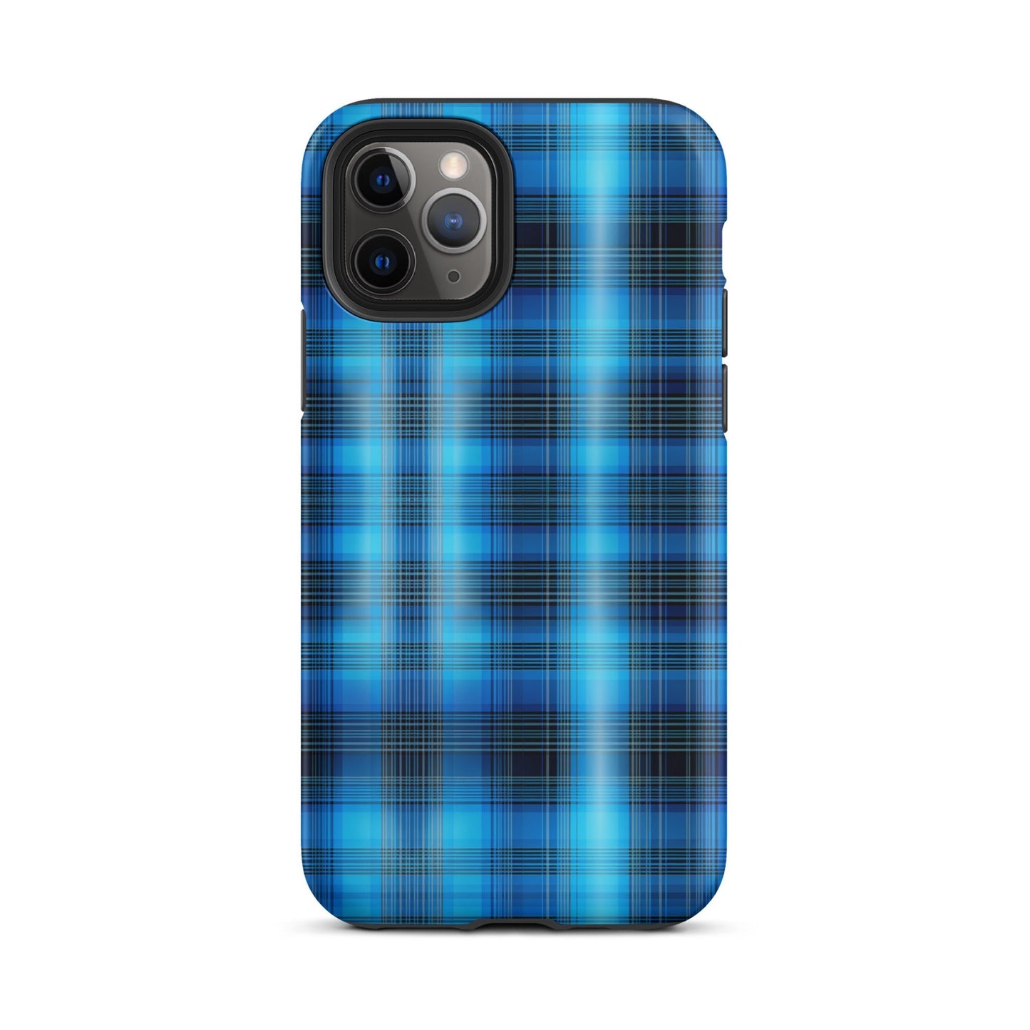 Front Blue Plaid Signature Design - Tough Case for iPhone® Tough #MzKittyz #NikkiDKatArt