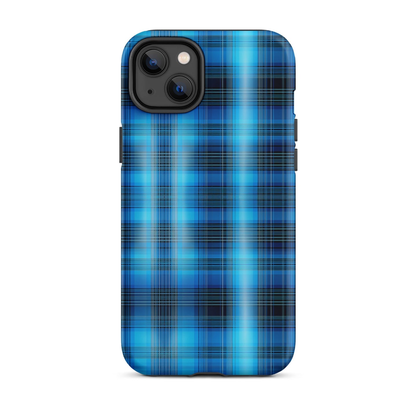 Front Blue Plaid Signature Design - Tough Case for iPhone® Tough #MzKittyz #NikkiDKatArt
