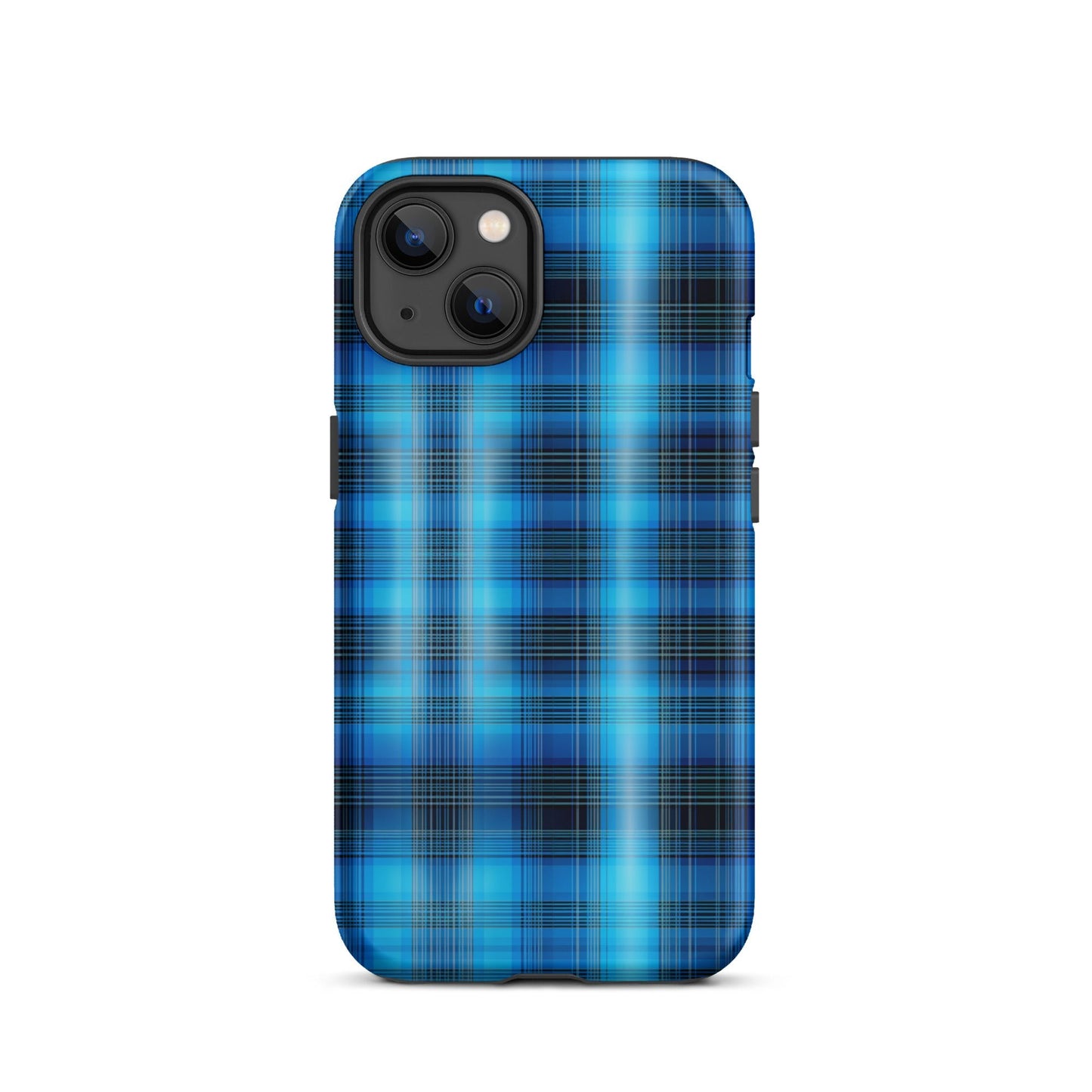 Front Blue Plaid Signature Design - Tough Case for iPhone® Tough #MzKittyz #NikkiDKatArt
