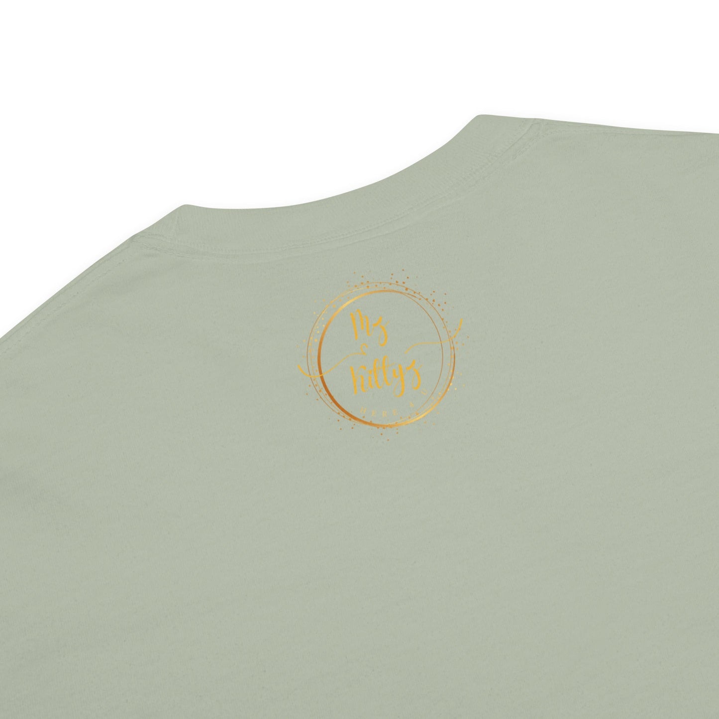 Front Celtic Knot Designs Embroidered- Unisex, garment-dyed Heavyweight T-shirt #MzKittyz #NikkiDKatArt