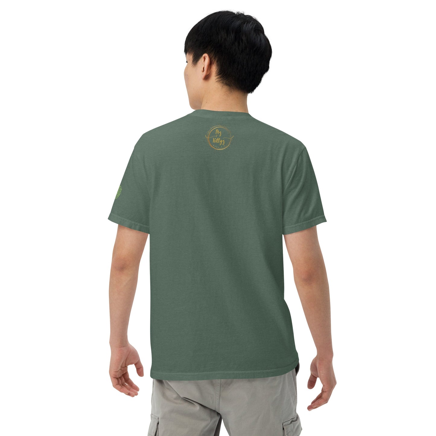 Front Celtic Knot Designs Embroidered- Unisex, garment-dyed Heavyweight T-shirt #MzKittyz #NikkiDKatArt