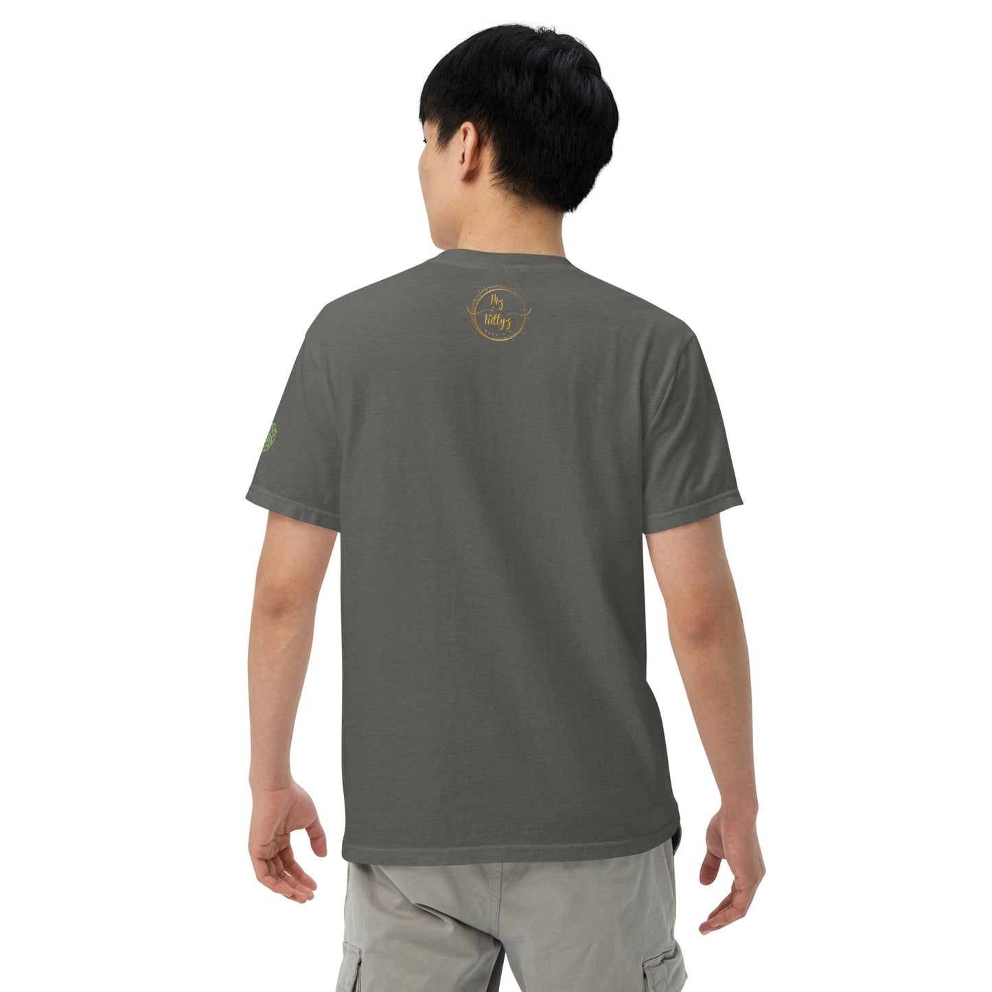 Front Celtic Knot Designs Embroidered- Unisex, garment-dyed Heavyweight T-shirt #MzKittyz #NikkiDKatArt