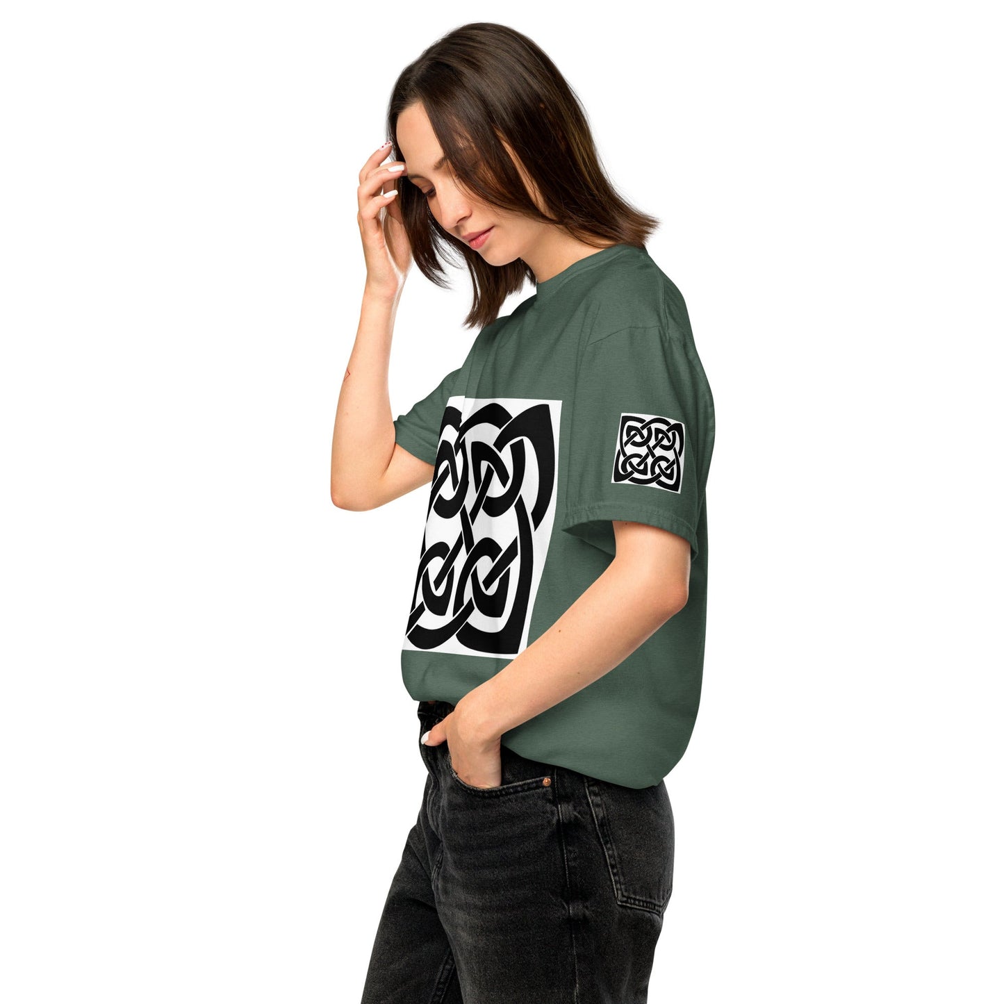 Front Celtic Knot Unisex garment-dyed Heavyweight T-shirt - 100% Cotton - up to 4XL #MzKittyz #NikkiDKatArt