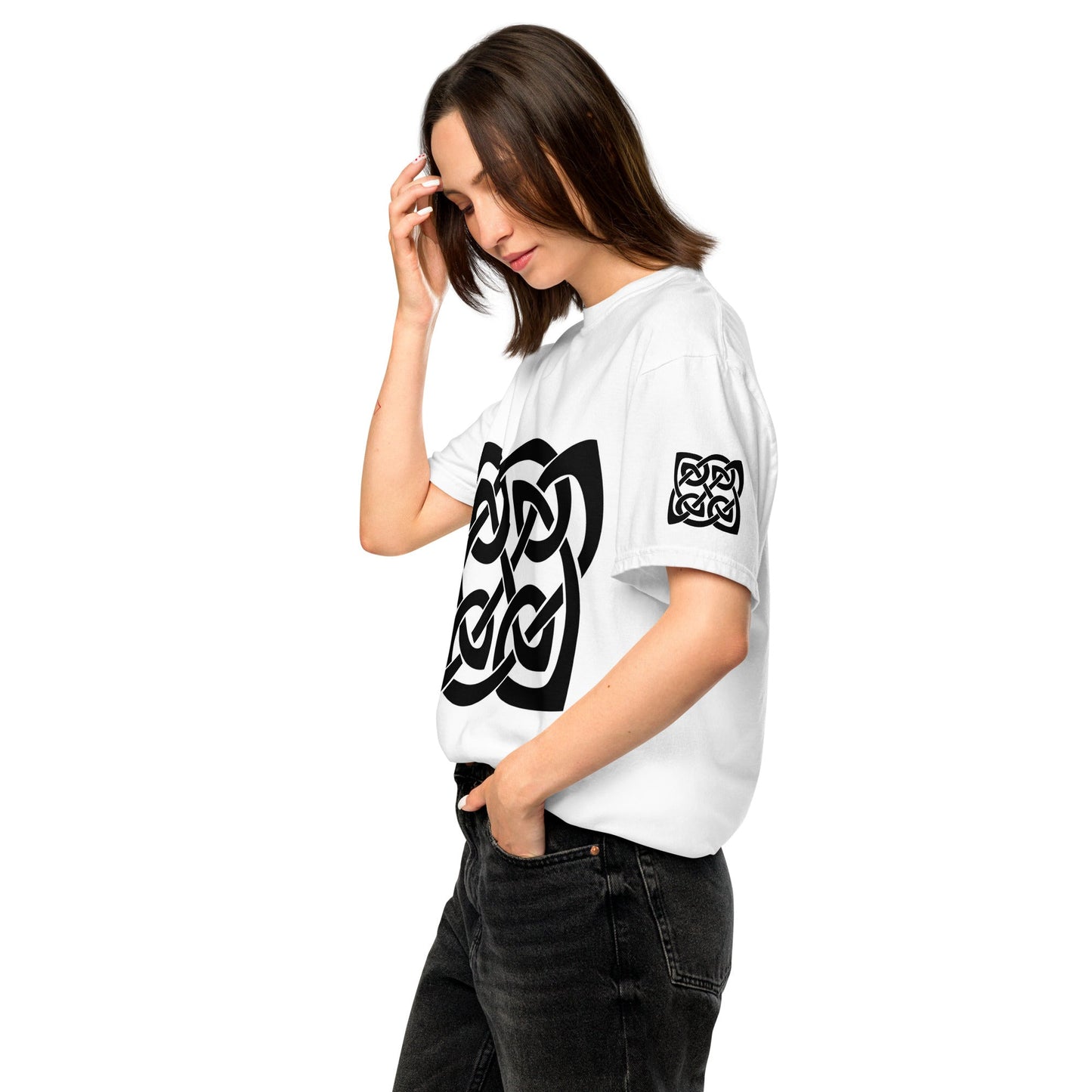 Front Celtic Knot Unisex garment-dyed Heavyweight T-shirt - 100% Cotton - up to 4XL #MzKittyz #NikkiDKatArt