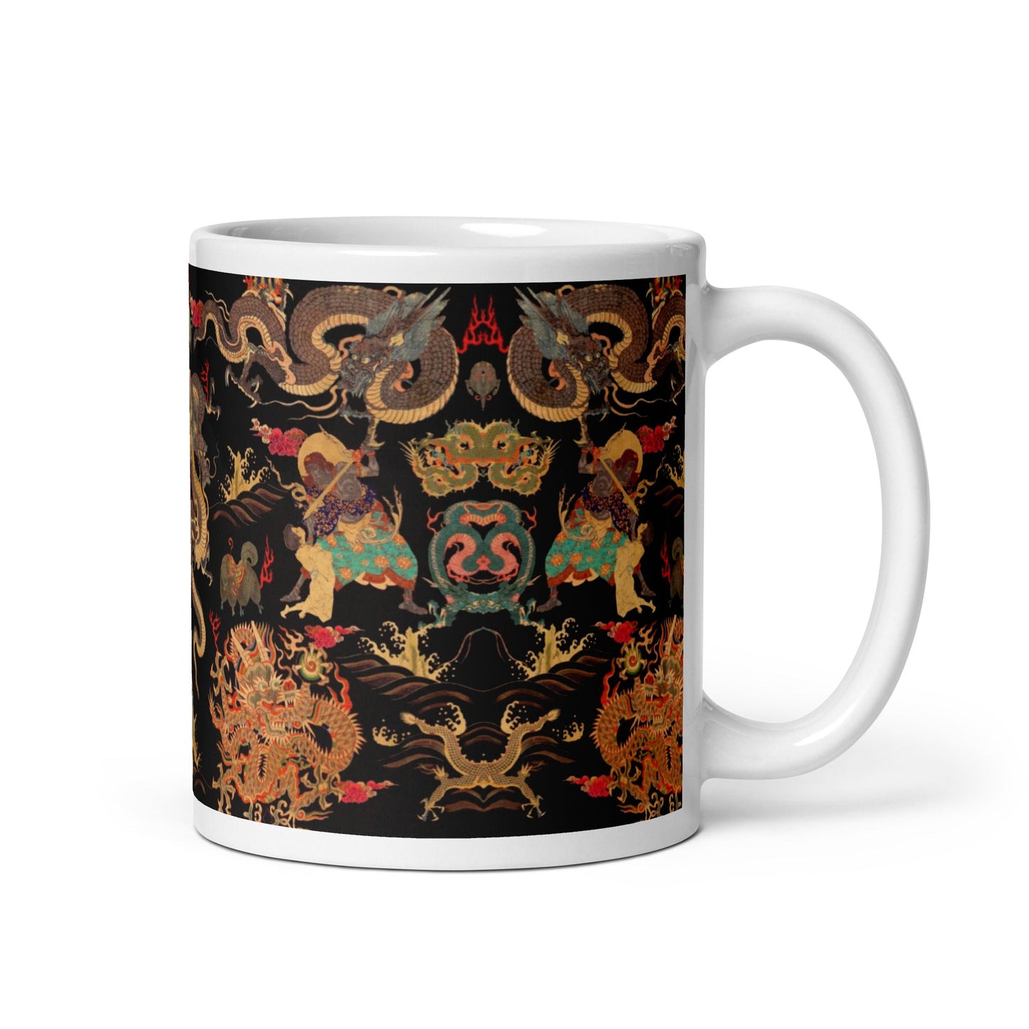 Front Chinese Dragon & Snake Design - White glossy mug - 3 sizes #MzKittyz #NikkiDKatArt