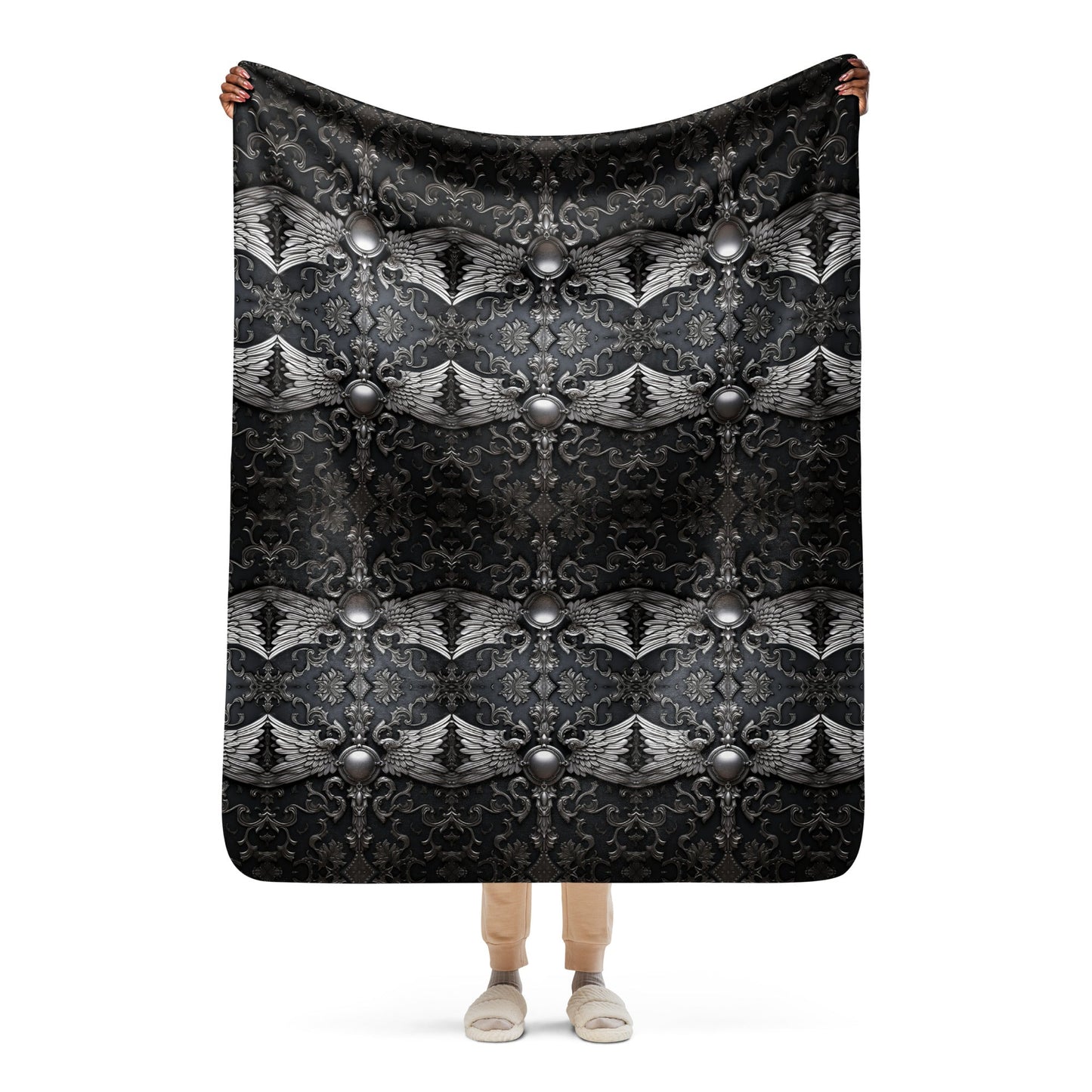 Front Chrome Animal Sherpa Blanket - 50" x 60" #MzKittyz #NikkiDKatArt