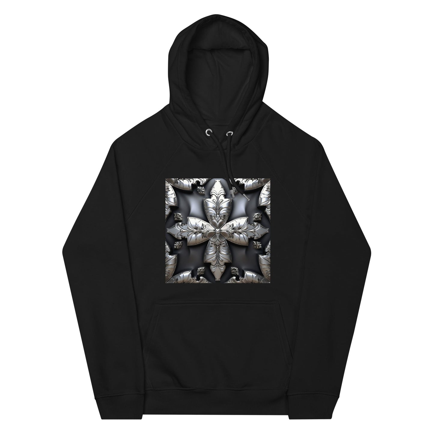 Front Chrome Cross Unisex Eco Raglan Hoodie \ XS to 3XL #MzKittyz #NikkiDKatArt