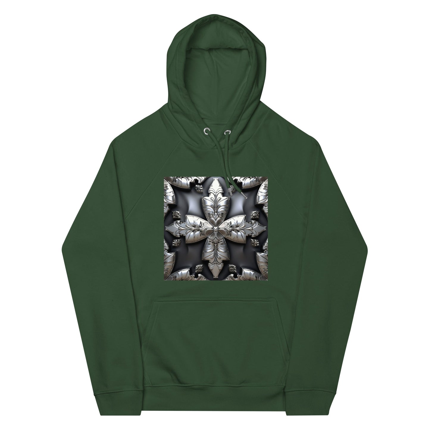 Front Chrome Cross Unisex Eco Raglan Hoodie \ XS to 3XL #MzKittyz #NikkiDKatArt