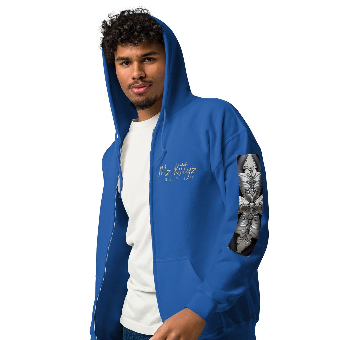 Front Chrome Cross Unisex Heavy Blend Zip Hoodie | Sizes Up to 5XL #MzKittyz #NikkiDKatArt