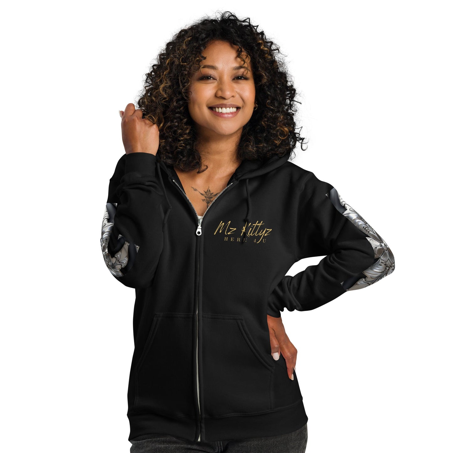 Front Chrome Cross Unisex Heavy Blend Zip Hoodie | Sizes Up to 5XL #MzKittyz #NikkiDKatArt
