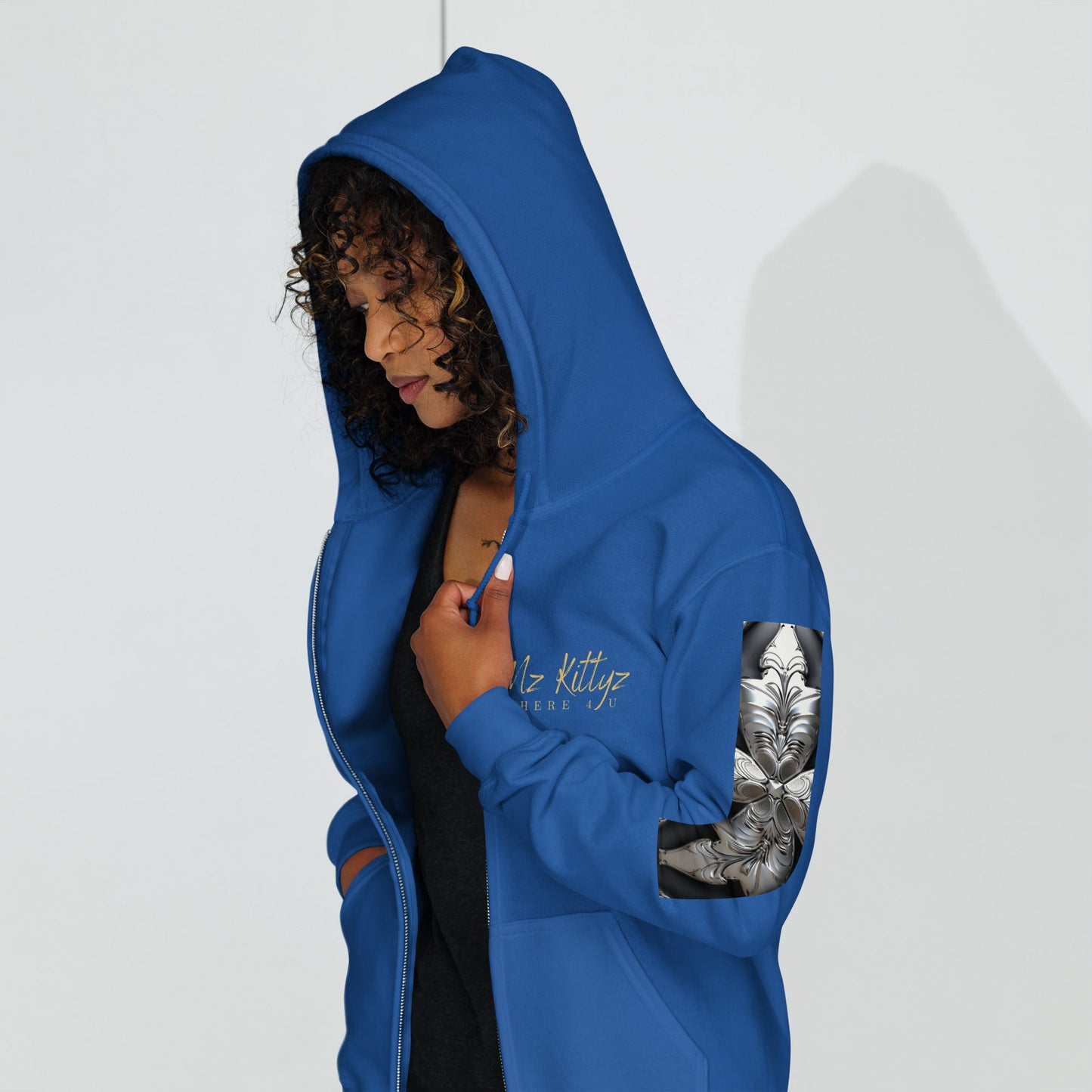 Front Chrome Cross Unisex Heavy Blend Zip Hoodie | Sizes Up to 5XL #MzKittyz #NikkiDKatArt