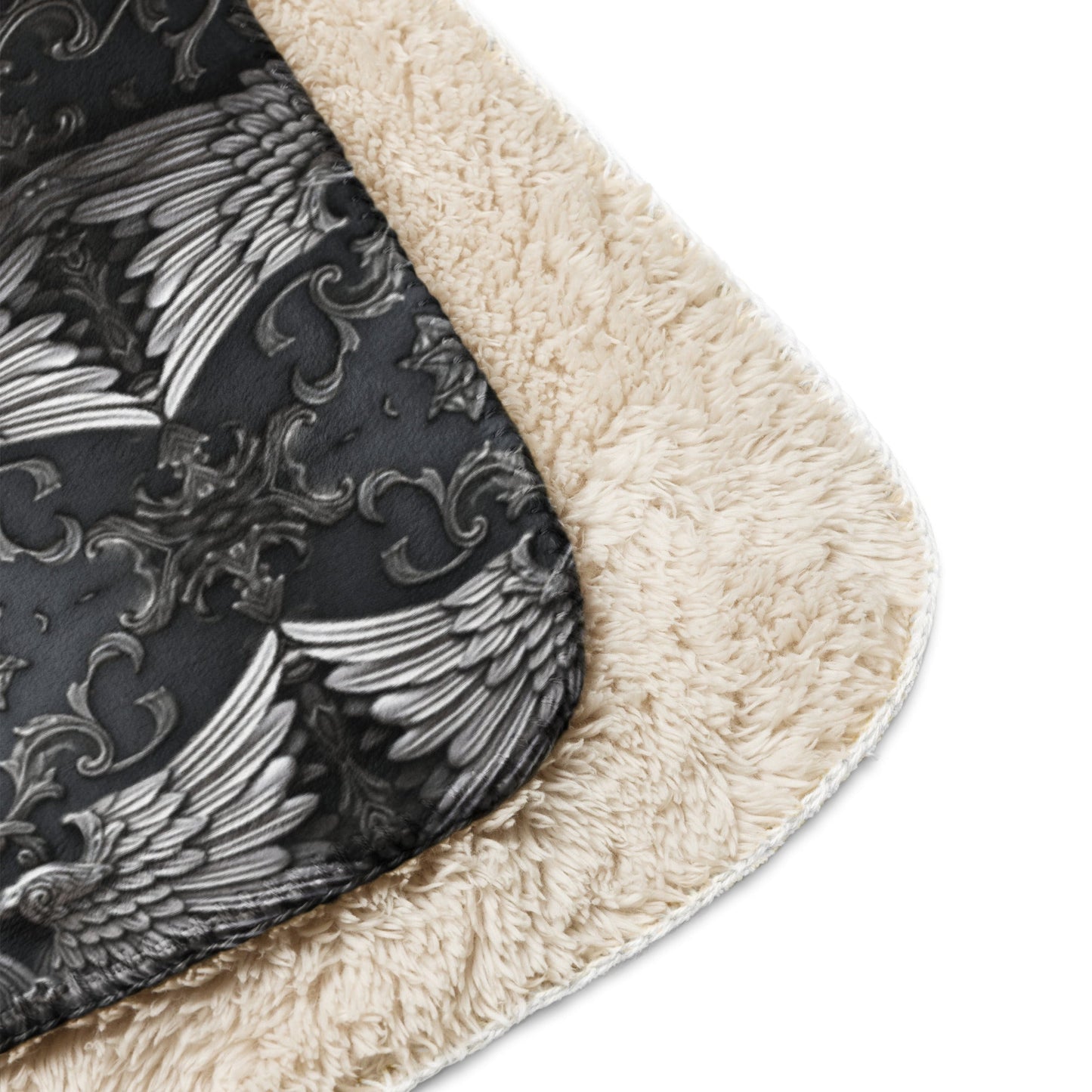 Front Chrome Crosses & Wings Sherpa Blanket 60" x 70" #MzKittyz #NikkiDKatArt
