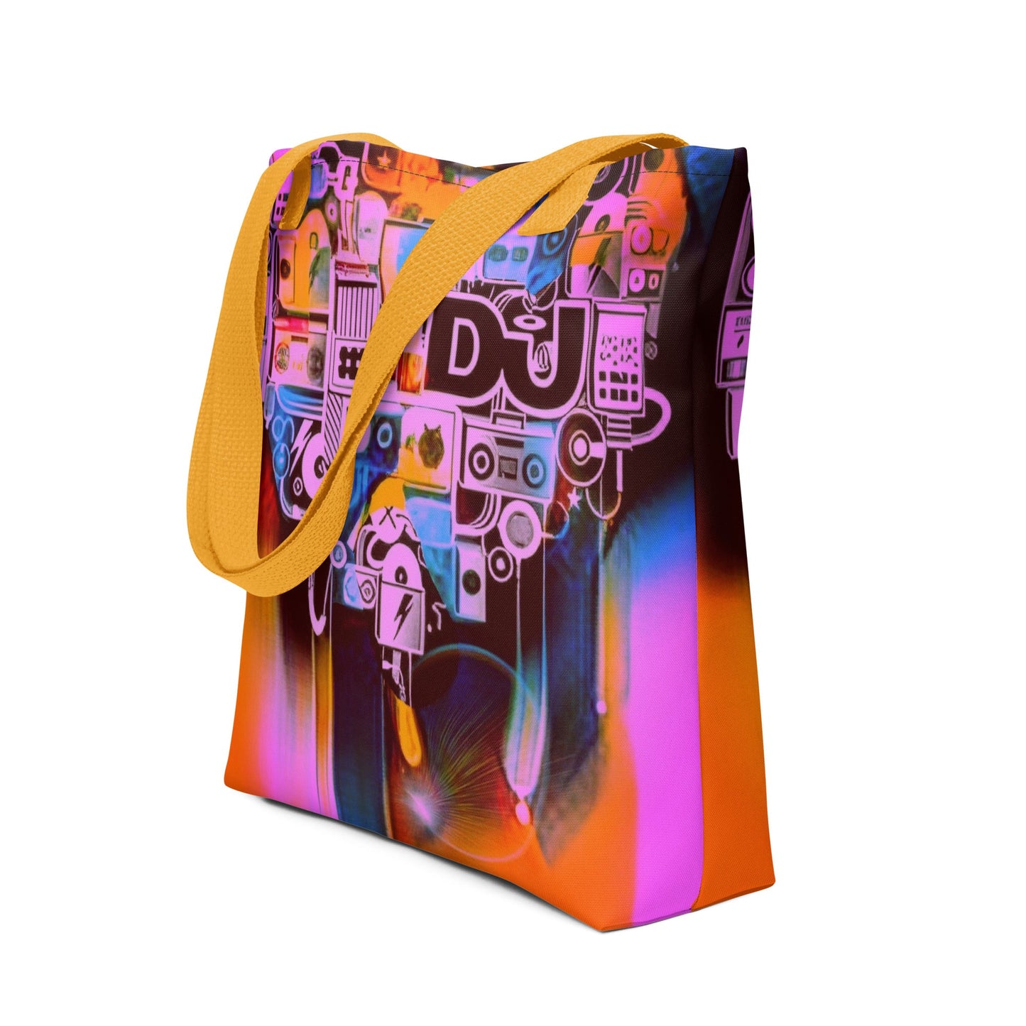 Front Dj Love Design Tote Bag - Handles in black or yellow Tote Bag #MzKittyz #NikkiDKatArt