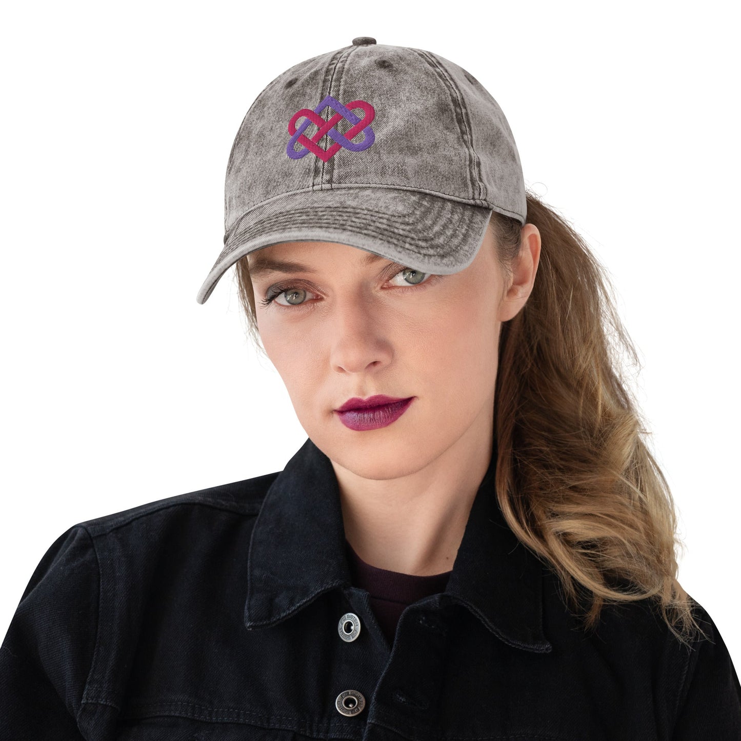 Front Embroidered Celtic Love Knot & Tribal Heart Designs - Vintage Cotton Twill Cap - One Size #MzKittyz #NikkiDKatArt