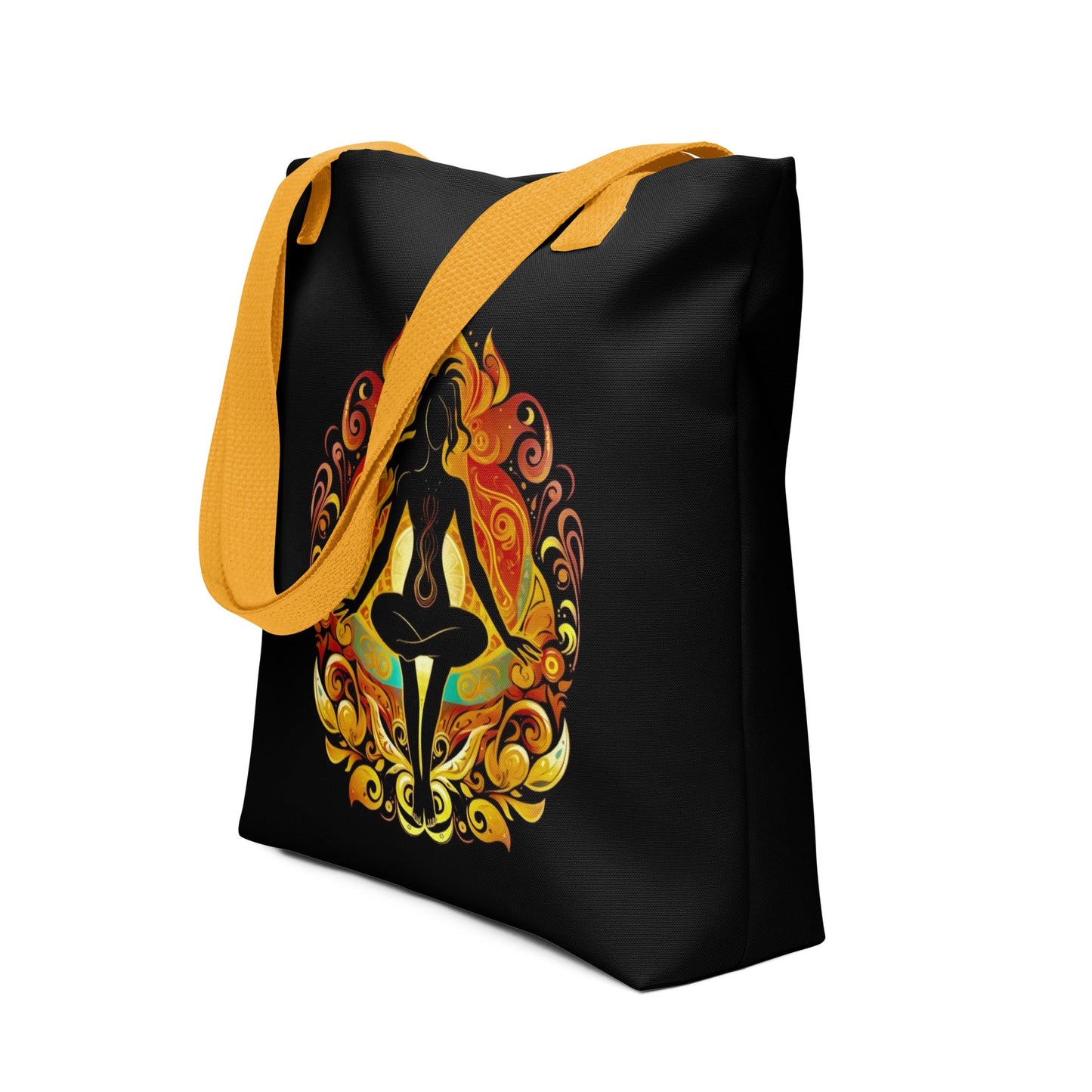 Front Enlightened Chakra Yoga Design - Tote bag - Dual Handles in 3 Colors - up to 44 lbs. #MzKittyz #NikkiDKatArt