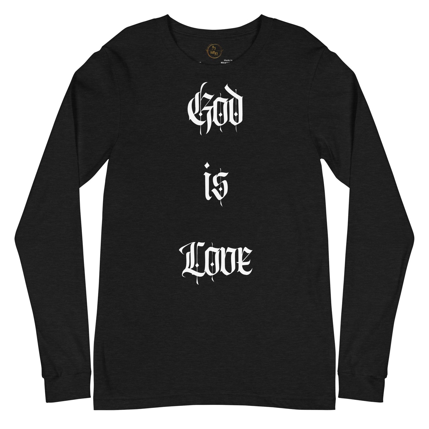 Front "God is Love, Love is God" - Unisex Long Sleeve Tee- Various Colors - 100% Cotton Tshirt, LongSleeve, Unisex #MzKittyz #NikkiDKatArt