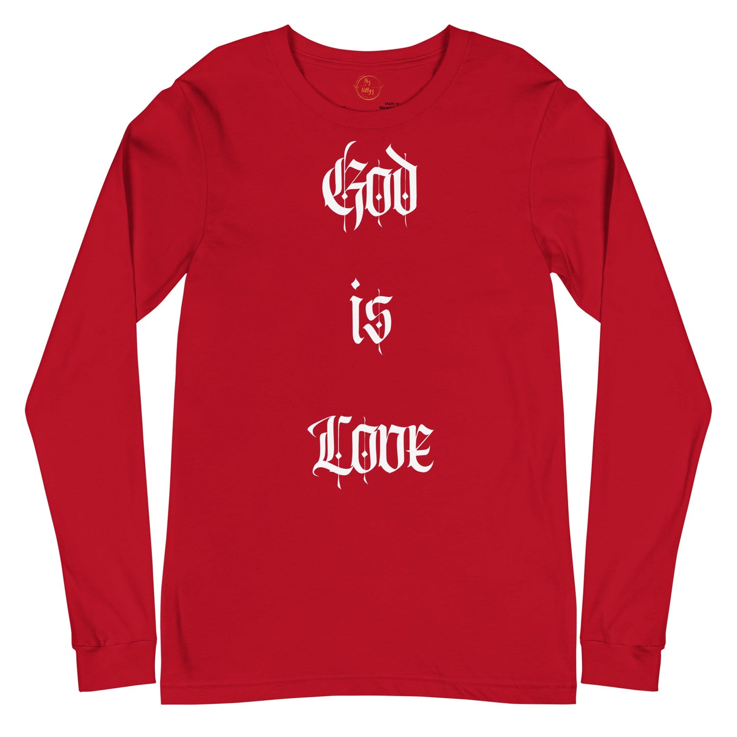 Front "God is Love, Love is God" - Unisex Long Sleeve Tee- Various Colors - 100% Cotton Tshirt, LongSleeve, Unisex #MzKittyz #NikkiDKatArt