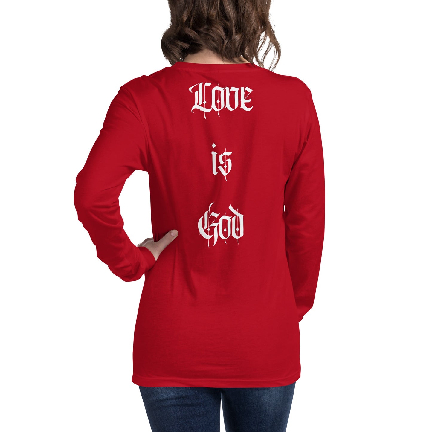 Front "God is Love, Love is God" - Unisex Long Sleeve Tee- Various Colors - 100% Cotton Tshirt, LongSleeve, Unisex #MzKittyz #NikkiDKatArt