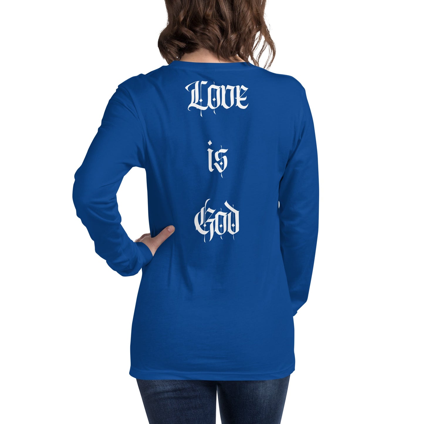 Front "God is Love, Love is God" - Unisex Long Sleeve Tee- Various Colors - 100% Cotton Tshirt, LongSleeve, Unisex #MzKittyz #NikkiDKatArt