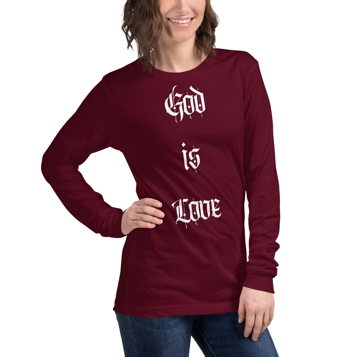 Front "God is Love, Love is God" - Unisex Long Sleeve Tee- Various Colors - 100% Cotton Tshirt, LongSleeve, Unisex #MzKittyz #NikkiDKatArt