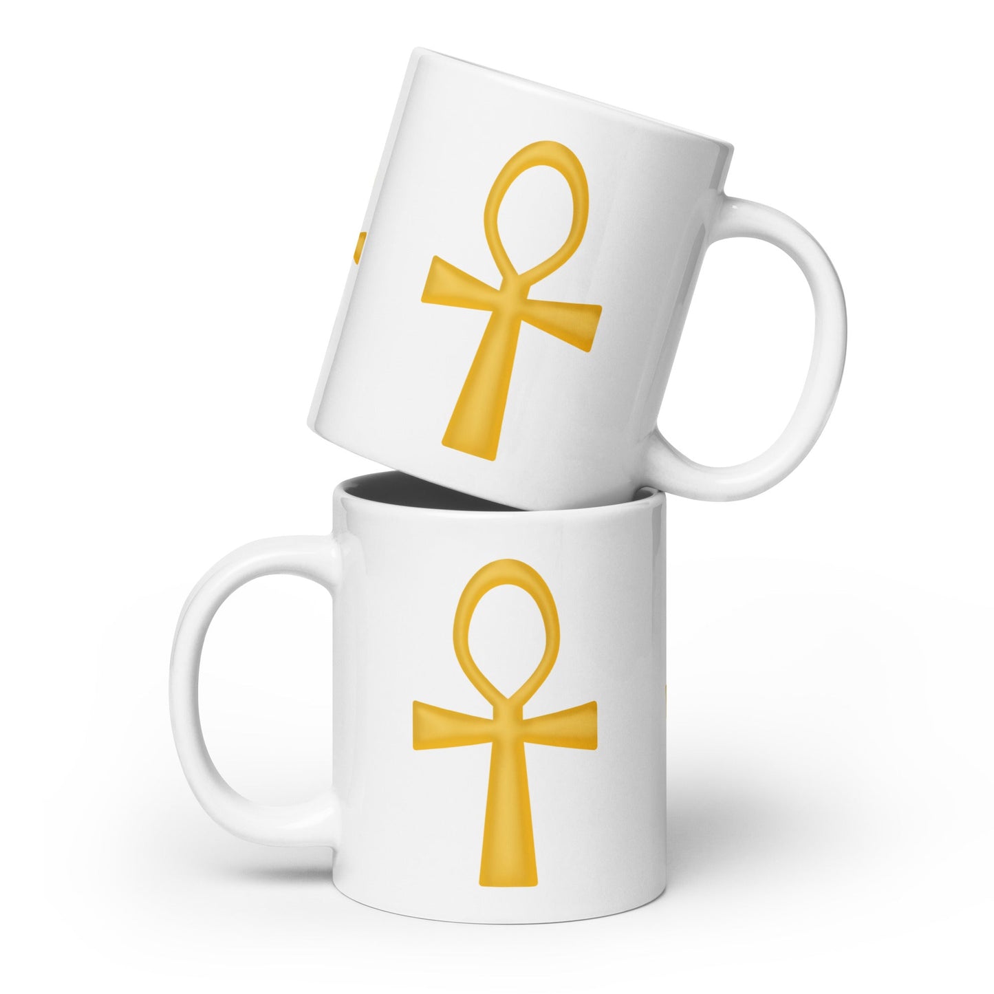 Front Golden Ankh White Glossy Mug #MzKittyz #NikkiDKatArt