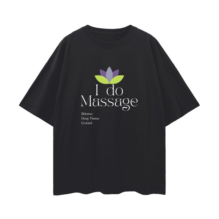 Front I do Massage Streetwear Unisex 100% Cotton Loose Basic Tee, ODMPOD Streetwear, Basic Tee #MzKittyz #NikkiDKatArt