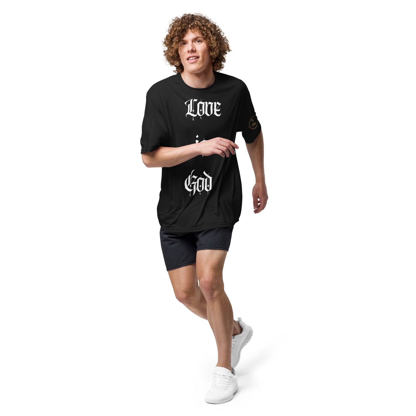 Front "Love is God, God is Love" Unisex performance Crew Neck T-shirt Tshirt, Moisture Wicking - Unisex #MzKittyz #NikkiDKatArt