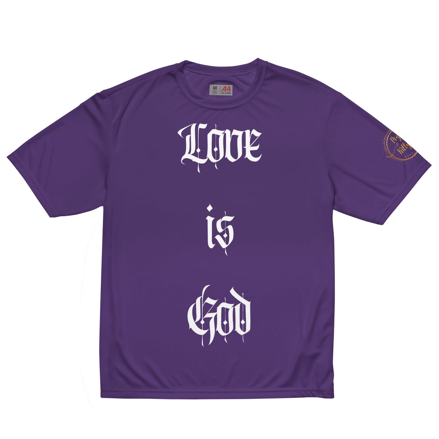 Front "Love is God, God is Love" Unisex performance Crew Neck T-shirt Tshirt, Moisture Wicking - Unisex #MzKittyz #NikkiDKatArt