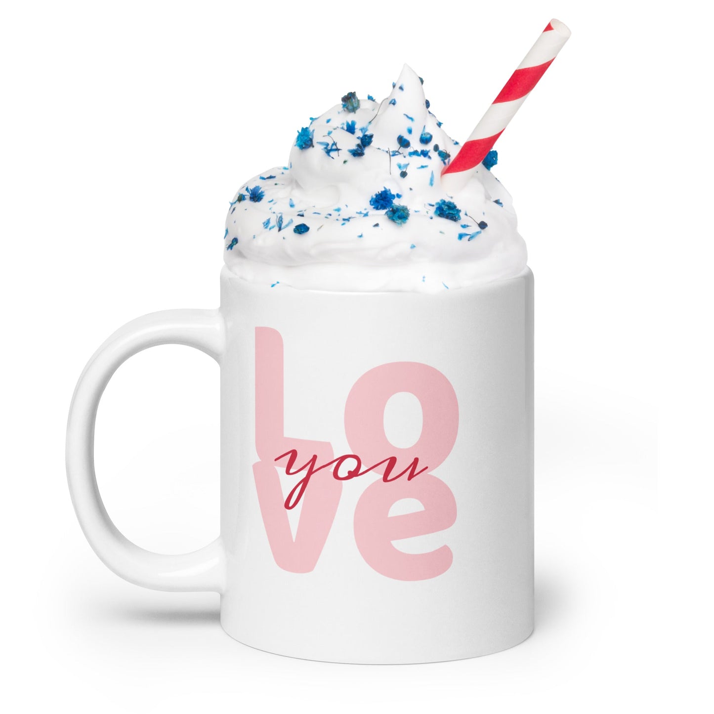 Front Love You Valentine's White glossy Ceramic Mug | 11 oz, 15 oz, 20 oz Cup #MzKittyz #NikkiDKatArt