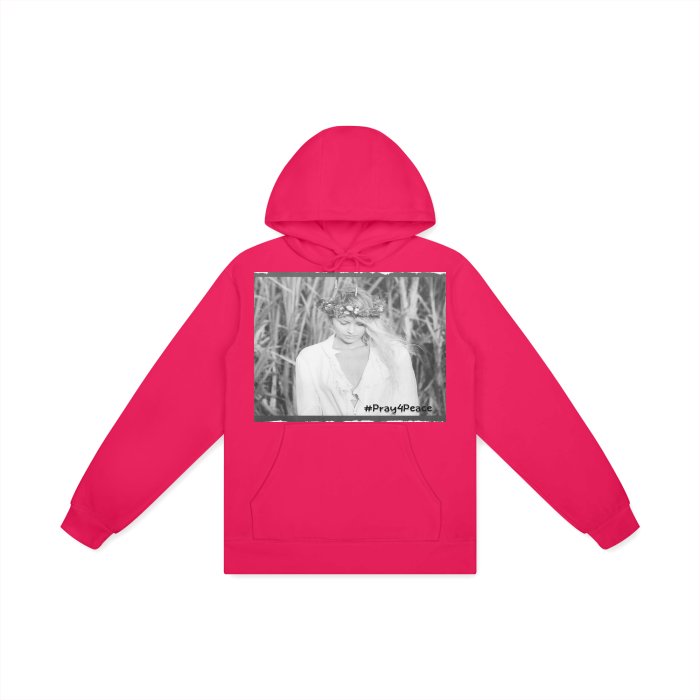 Front Nikki d'Kat #Pray4Peace - Unisex Basic 100% Cotton Hoodie in 5 colors #MzKittyz #NikkiDKatArt