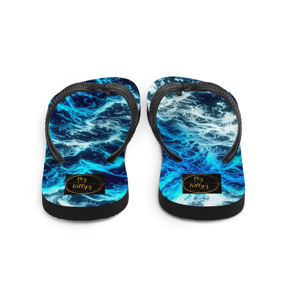 Back Oceanic Waves - Unisex Flip-Flops Flip Flops #MzKittyz #NikkiDKatArt